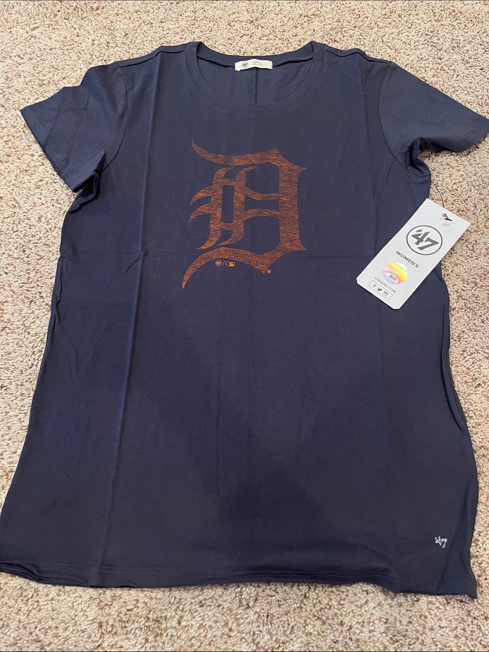 47 Navy Short Sleeve Tee with Detroit Tiger Logo
